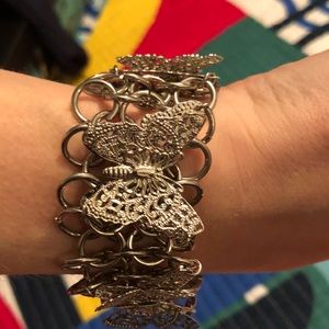 NWOT Butterfly silver plated bracelet.